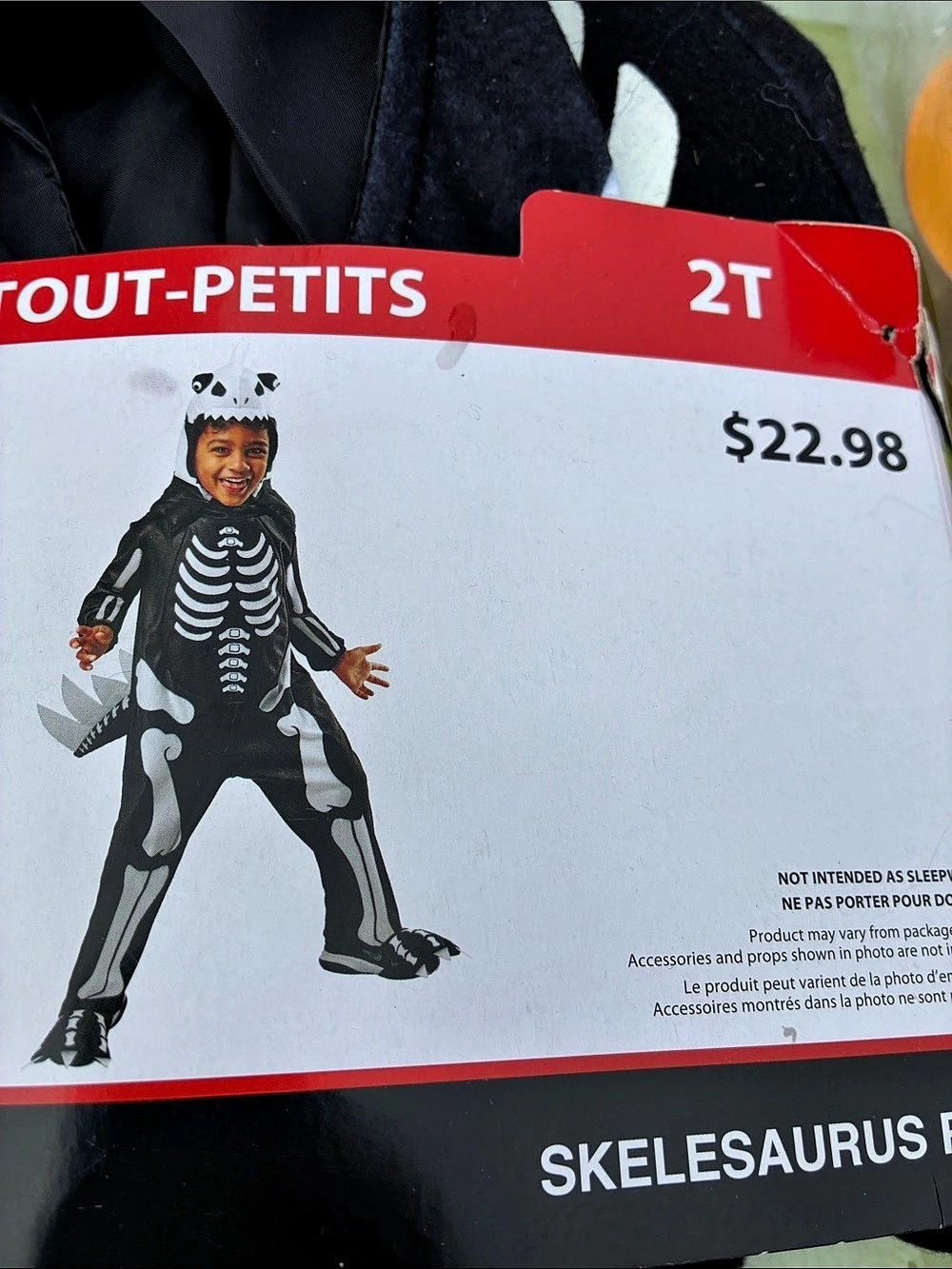 robies Skelesaurus Rex Toddler Skeleton Halloween Costume Size 2T NWT